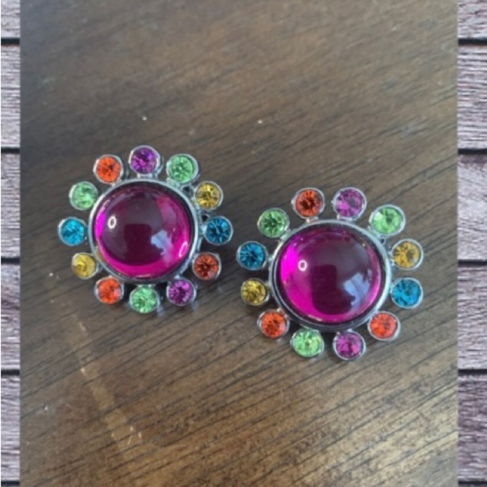 Graziano Clip Earrings Rainbow Pride Vintage